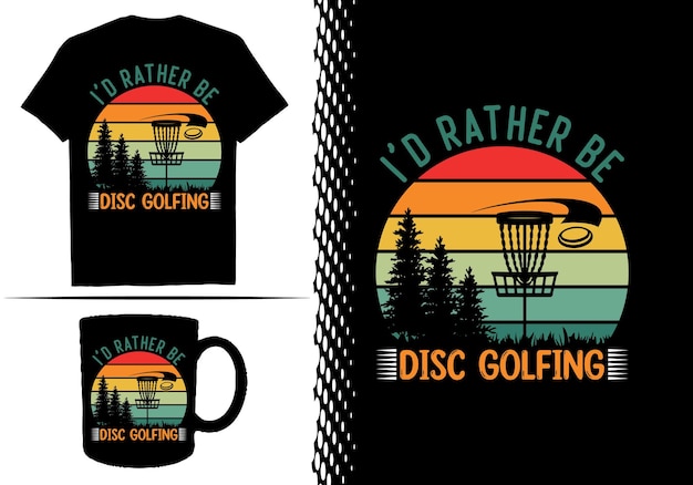 Jugador de golf de disco y diseño de camiseta de golf de disco divertido al atardecer retro vintage