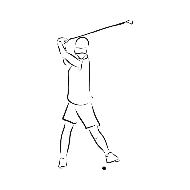 Jugador de golf de icono sobre un fondo blanco. Ilustración vectorial.