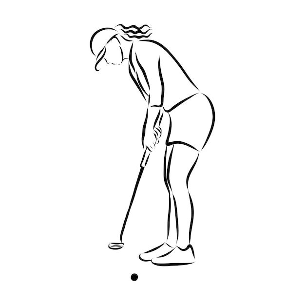 Jugador de golf de icono sobre un fondo blanco. Ilustración vectorial.