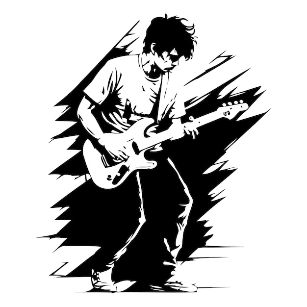 Vector jugador de guitarra ilustración vectorial de un hombre tocando la guitarra