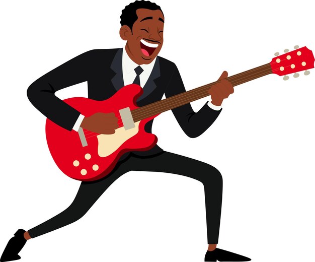Jugador de guitarra Músico Personaje de dibujos animados