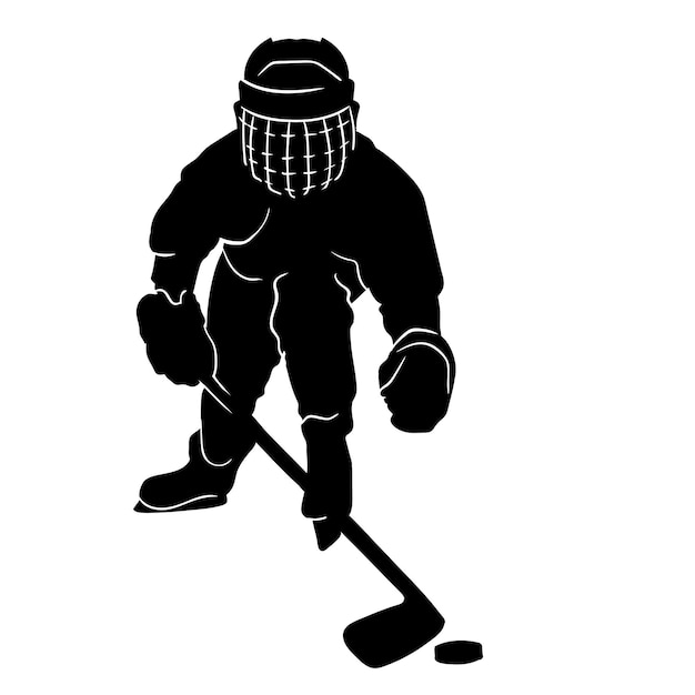 Vector jugador de hockey sobre hielo de la silueta