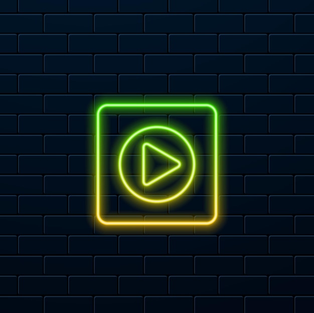 Jugador de medios Icono Botón de reproducción Icono de estilo neón Icono de reproducción de medios Los iconos del reproductor de medios en círculo aislados