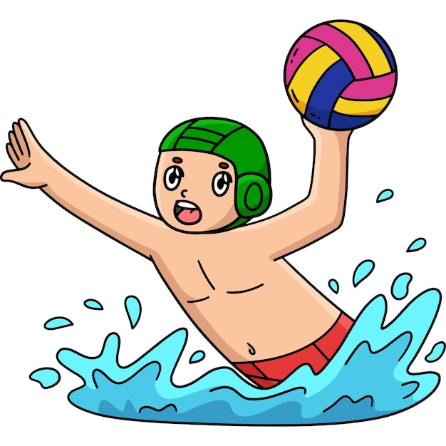 Jugador de polo acuático nadando con la pelota de la mano Clipart