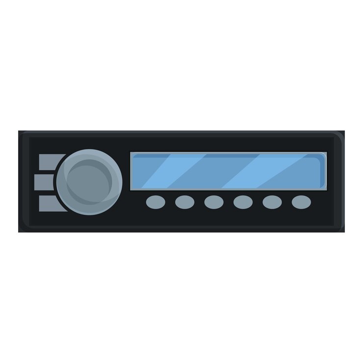Jugador de radio icono de coche vector de dibujos animados onda digital del hogar