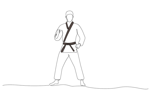Jugador de taekwondo dibujo en línea Hombre jugando taekwondo contorno vector