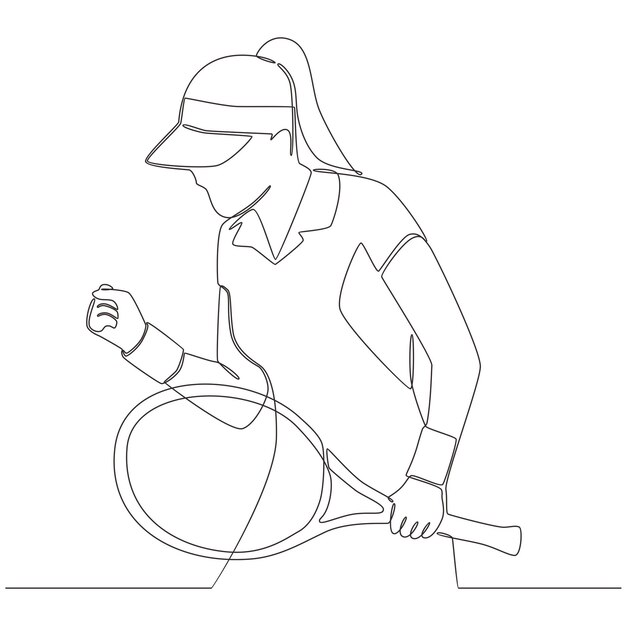 Jugador de tenis línea continua dibujo vector línea arte ilustración