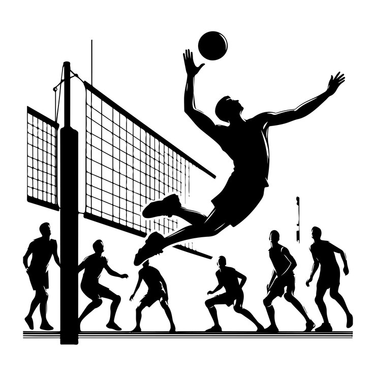 jugador de voleibol gráfico de silueta