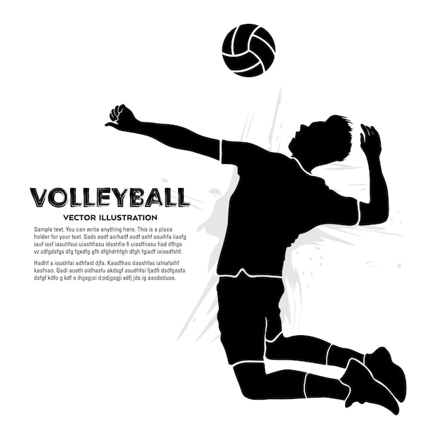 Vector jugador de voleibol masculino con servicio de salto. ilustración vectorial