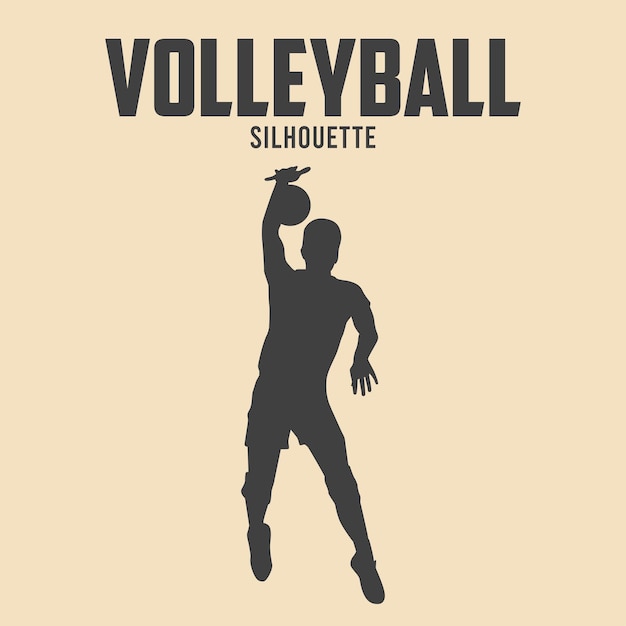 jugador voleibol, silueta, vector, ilustración