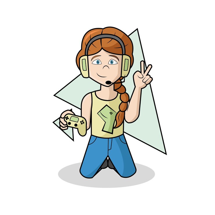Vector jugadora aislada con un joystick ilustración vectorial