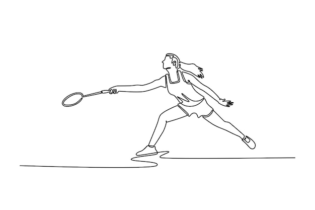 Jugadora de bádminton mujer prepárate para recibir la palanca del oponente
