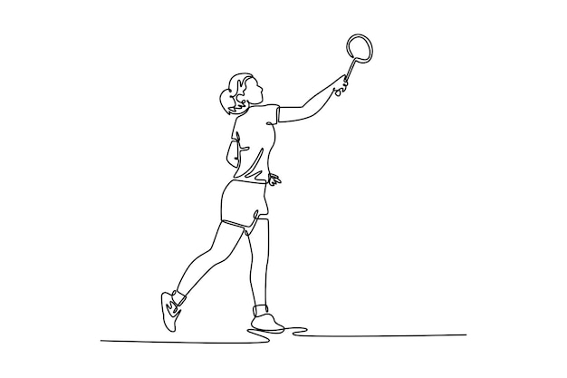 Jugadora de bádminton prepararse para recibir el golpe del oponente