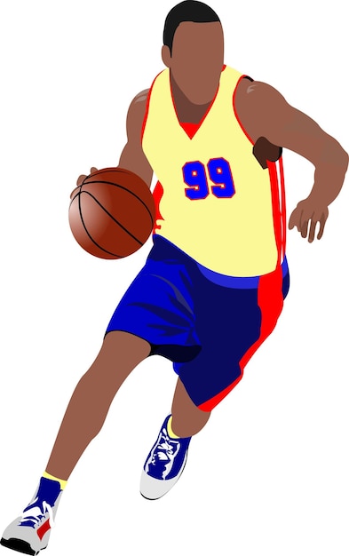 Jugadores de baloncesto Color ilustración vectorial para diseñadores