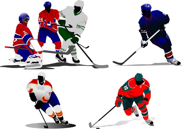 Vector jugadores de hockey sobre hielo ilustración vectorial