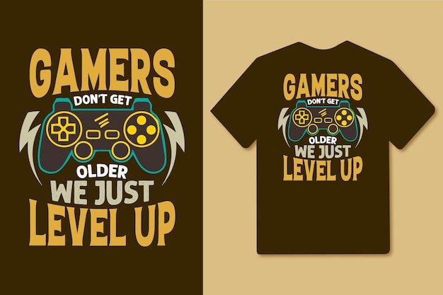 Los jugadores no envejecen, solo subimos de nivel el diseño de la camiseta del joystick de juegos vintage