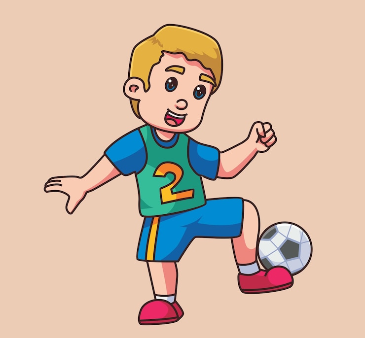 Jugando al fútbol Ilustración de persona de dibujos animados aislado ...