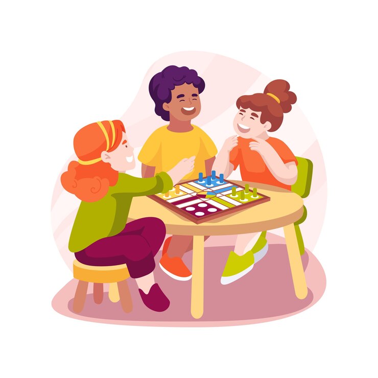 Vector jugando juegos de mesa ilustración vectorial de dibujos animados aislados