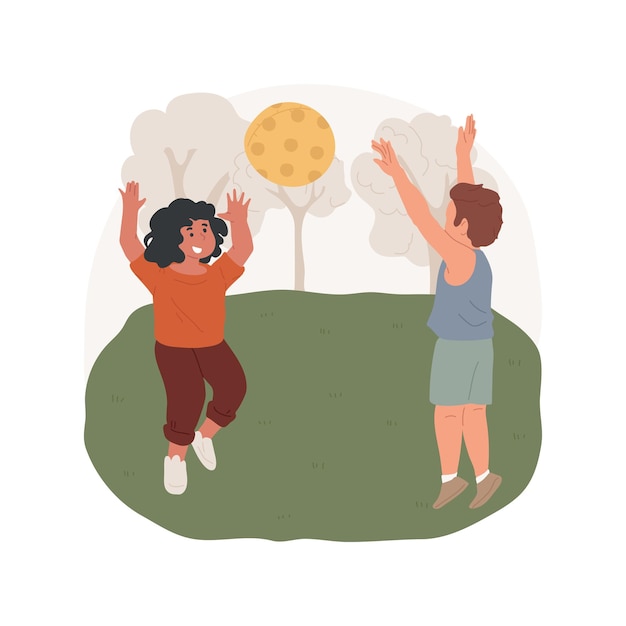 Jugando con una pelota ilustración vectorial de dibujos animados aislados