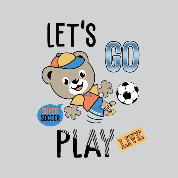 Jugar al fútbol osito ilustración vectorial
