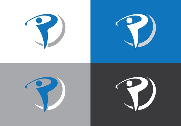 Jugar al golf icono de ilustración vectorial Fitness y golf deportes plantilla de logotipo