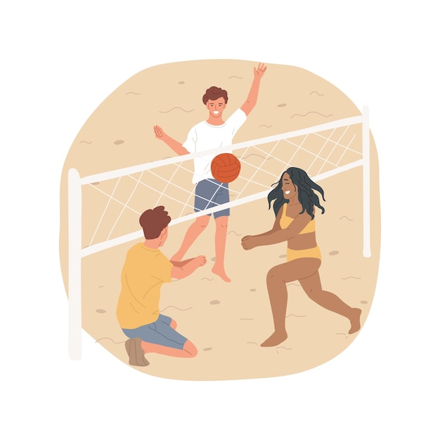 Jugar al voleibol aislado ilustración vectorial de dibujos animados