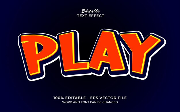Jugar efecto de estilo de texto 3d de dibujos animados