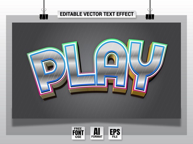 Vector jugar efecto de texto de juego efecto de texto editable