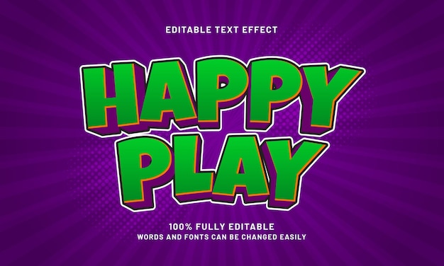 jugar efectos de texto editables felices con un tema de niños y felices