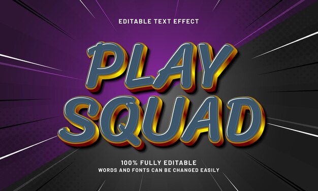 jugar escuadrón efecto de texto editable con un juego y juguetes estilo de texto