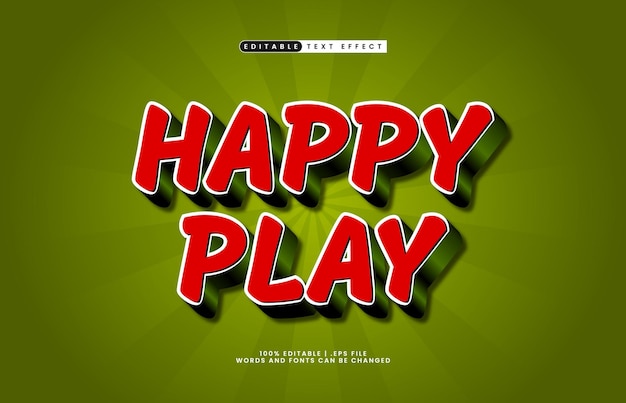 jugar feliz efecto de texto editable con un juego y jugar estilo de texto