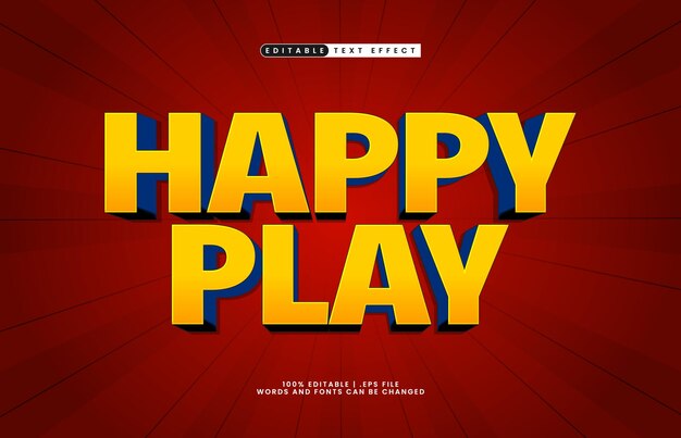 jugar feliz efecto de texto editable con un niño y estilo de texto feliz