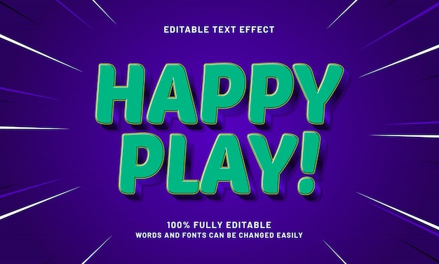 jugar feliz efectos de texto editables con un tema de niños y juegos