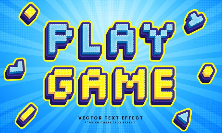 Vector jugar juego 3d vector efecto de texto editable con fondo