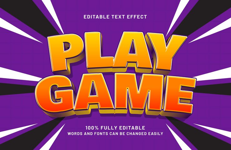 Vector jugar juego efecto de texto editable en estilo de juegos