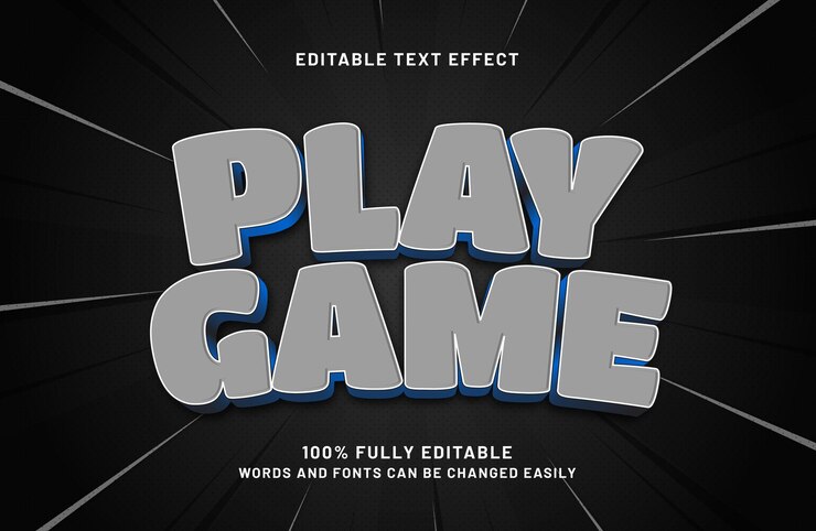 Vector jugar juego efecto de texto editable en niños y jugar estilo de texto