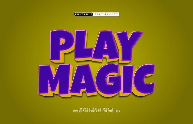 jugar magia juguetón y colorido efecto de texto editable para juegos para niños