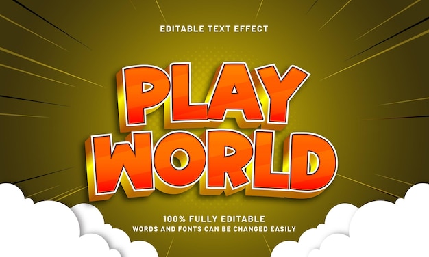 jugar mundo efectos de texto editables con un tema de niños y felices