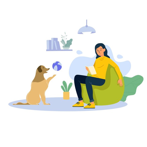 Jugar con el perro de mascota