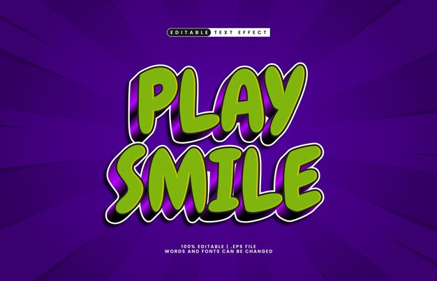 Jugar a sonreír efecto de texto editable con un estilo de texto lindo y para niños