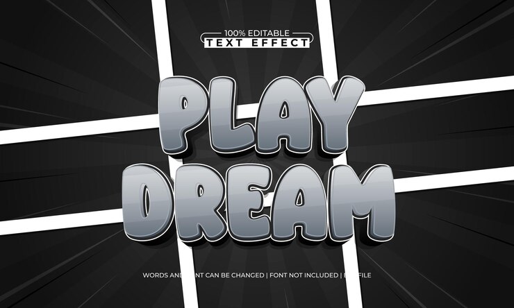 Vector jugar sueño efecto de texto editable con un estilo de texto de juego y juego