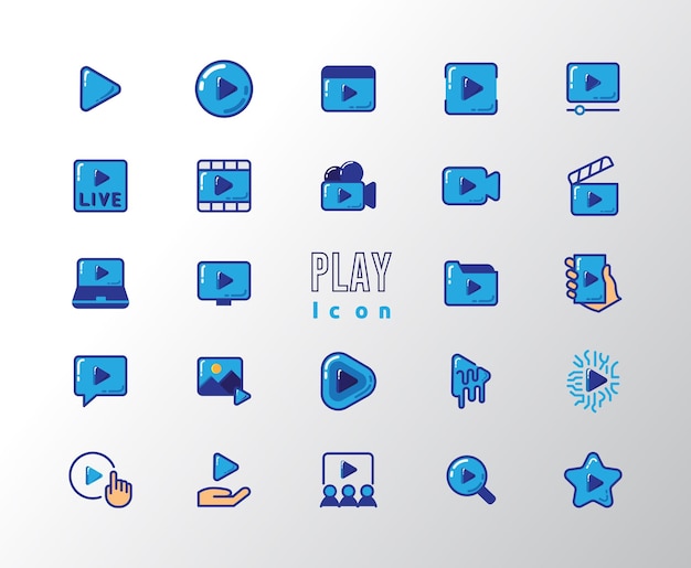 Jugar el video Icon Set