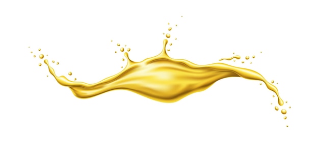 El jugo de aceite de cerveza amarillo salpica líquido realista