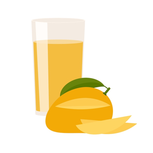 Jugo de una colección de ilustración plana de vector de bebida con sabor a mango