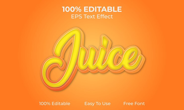 Vector jugo editable texto 3d efecto vector eps archivo