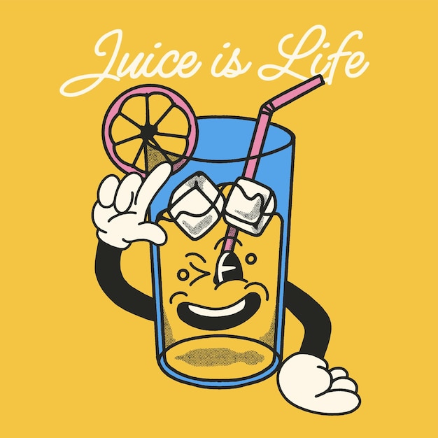 El jugo es vida con el diseño de personajes Groovy de Juice