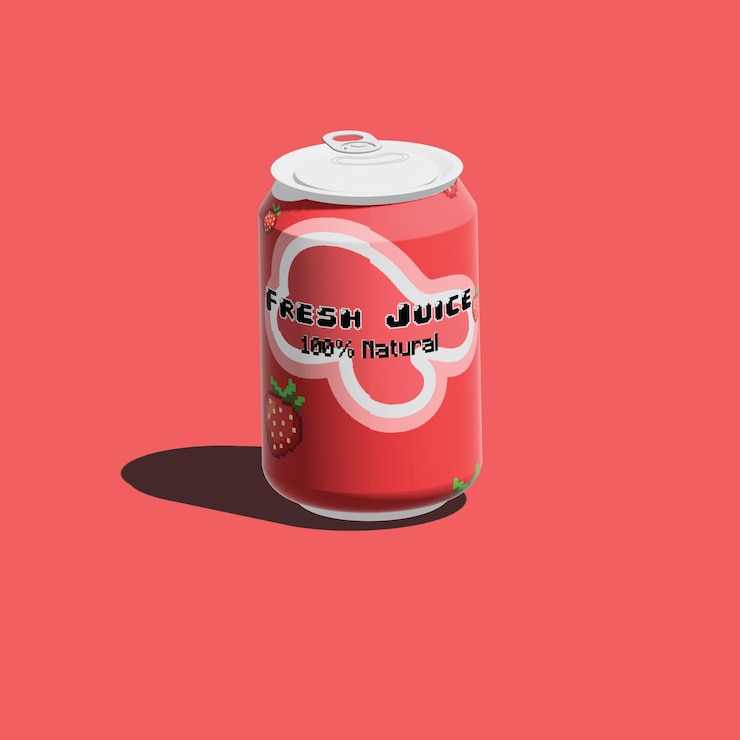 Vector jugo de fresa enlatado