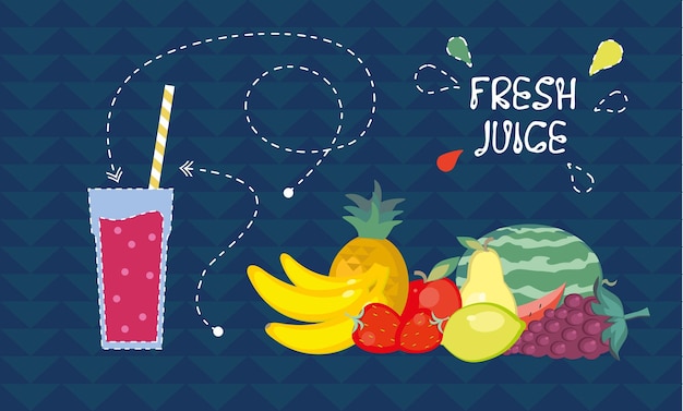 Vector jugo fresco de fruta fresca ilustración vectorial