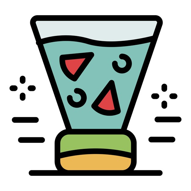 Jugo de frutas en un icono de mezclador Describir el jugo de fruta en un ícono vectorial de mezclatura de color plano aislado