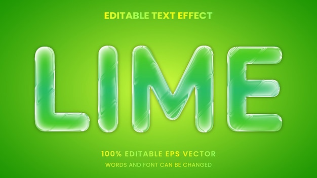 Jugo de lima fresca naturaleza efecto de texto editable de estilo gráfico 3d